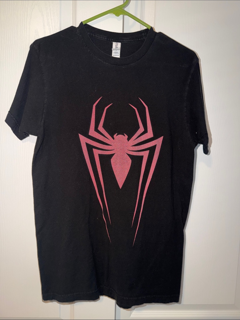 Marvel Black Tee with Pink Spider Emblem - Men's